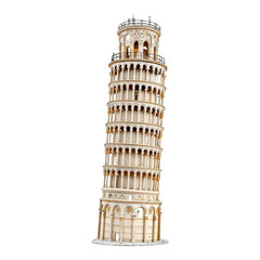 Leaning Tower of Pisa miniature model, isolated on a white background