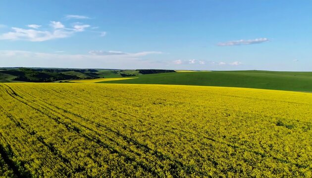 Expansive field of vibrant yellow flowers stretches to the horizon.