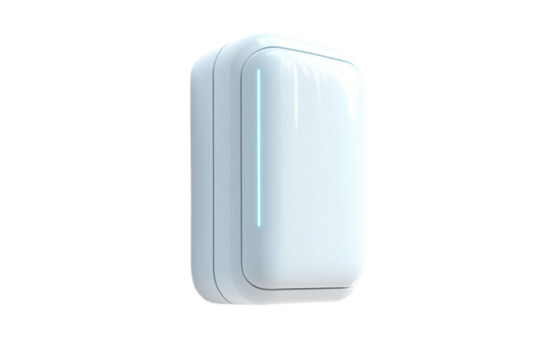Futuristic light switch with cyan led accent on transparent background - Powered by Adobe