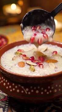 Festive Sabudana Kheer: Indian Tapioca Pudding with Pomegranate