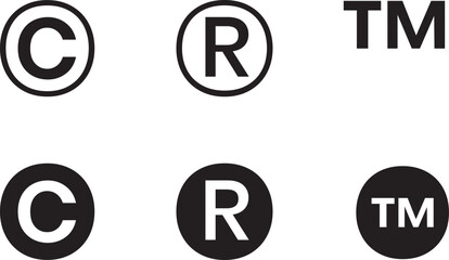 Copyright, registered and trademark symbol. intellectual property and registration Icons
