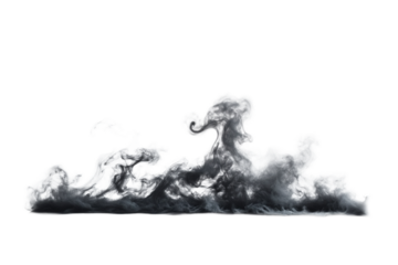 Ethereal smoke effect, a wispy cloud of dark smoke on transparent background