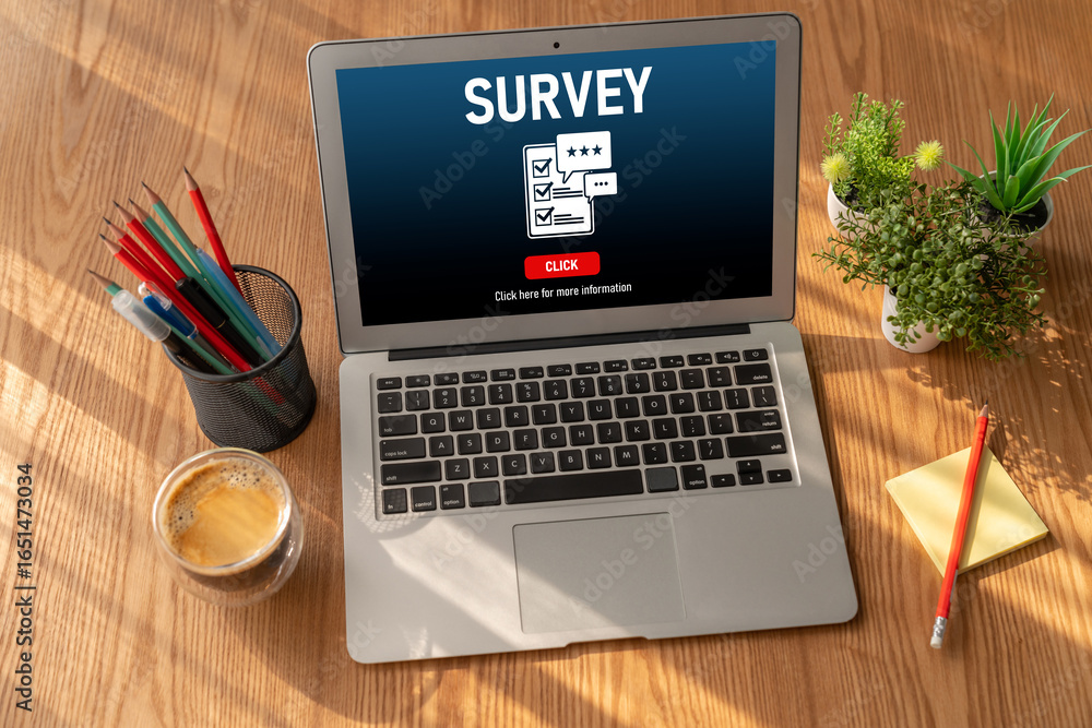 Poster online survey form for modish digital information collection on the internet network