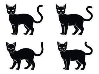 PrintBlack cat vector illustration, cute feline artwork, isolated on white background, cartoon style, pet-themed design, animal graphic drawing