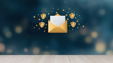 Modern Flat Design of Email Security Illustration with Shields Representing Protection Against Phishing Attacks
