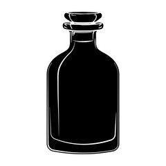 black silhouette of a crystal bottle or decanter without background.