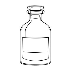 Black and white icon crystal bottle or decanter without background.