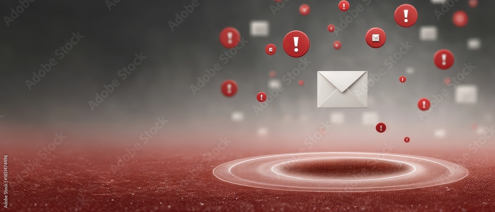 Aufkleber futuristic digital trap concept representing phishing with floating alert icons and email symbol in 