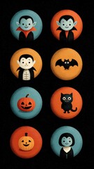 Colorful Halloween Themed Illustrations Featuring