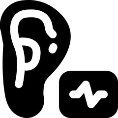 hearing glyph icon. Strong and solid vector icon for websites, mobile interfaces, presentations, and visual branding. High quality and easy to edit.
