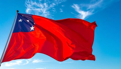 Flag of Samoa waving in the sky
