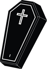Obraz premium Illustration of a black coffin with a cross on top representing death burial and religious beliefs