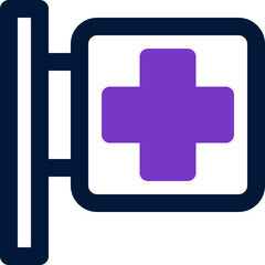 Obraz premium hospital sign duotone icon. Sleek and modern vector icon for websites, mobile apps, marketing materials, and corporate design. Fully scalable and ready to use.