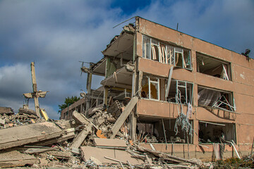 Destroyed school in Ukraine