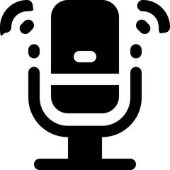microphone glyph icon. Strong and solid vector icon for websites, mobile interfaces, presentations, and visual branding. High quality and easy to edit.