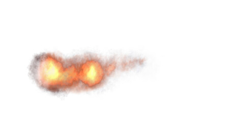 Transparent realistic fire smoke car or rocket. Isolated. White red missile or bullet trail. Space rocket launch trail. Jet aircraft track. Fire burst, explosion. Png illustration