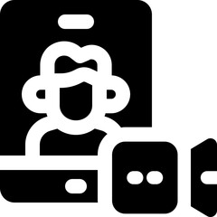 video call glyph icon. Strong and solid vector icon for websites, mobile interfaces, presentations, and visual branding. High quality and easy to edit.