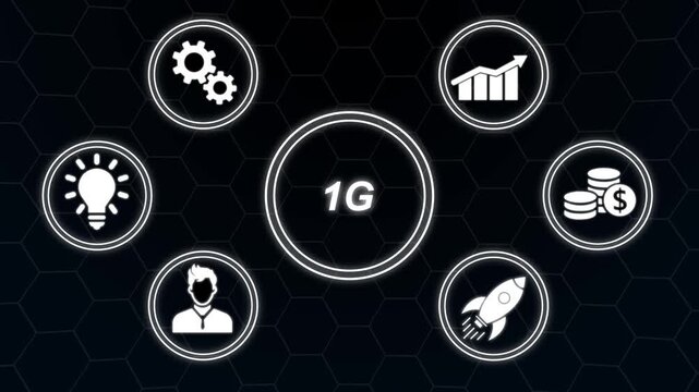 The concept of 1G network, high-speed mobile Internet, new generation networks. Business, modern technology, internet and networking concept. Digital background.
