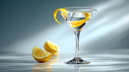 Classic Martini Glass Containing Smooth White Cocktail