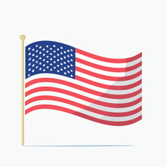 Obraz premium Drapeau Américain su fond blanc, mouvement