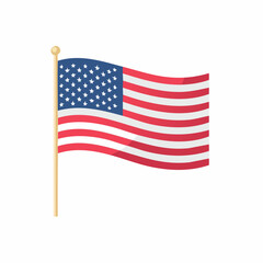 Drapeau Am&eacute;ricain su fond blanc, mouvement