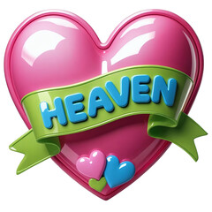 Pink Heart Heaven Sign with Ribbon and Colorful Hearts isolated on white transparent background clipart PNG