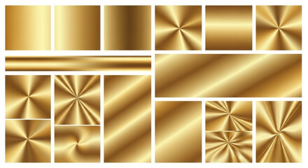 Gold Backgrounds, Shiny Metal Textures and Gradients for Luxury Design Elements