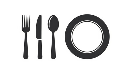 Black fork, knife, spoon
