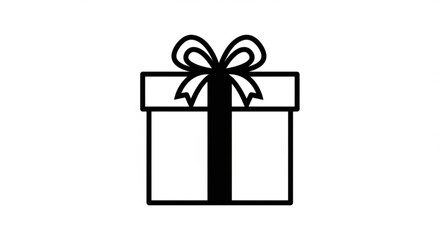 Minimal black gift box with bow on plain background, celebration concept