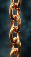 Obraz premium Intricate details of a shiny gold chain highlighted against a blurred background in soft lighting