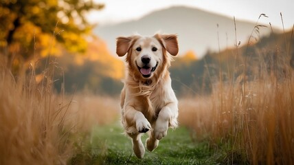 golden retriever running