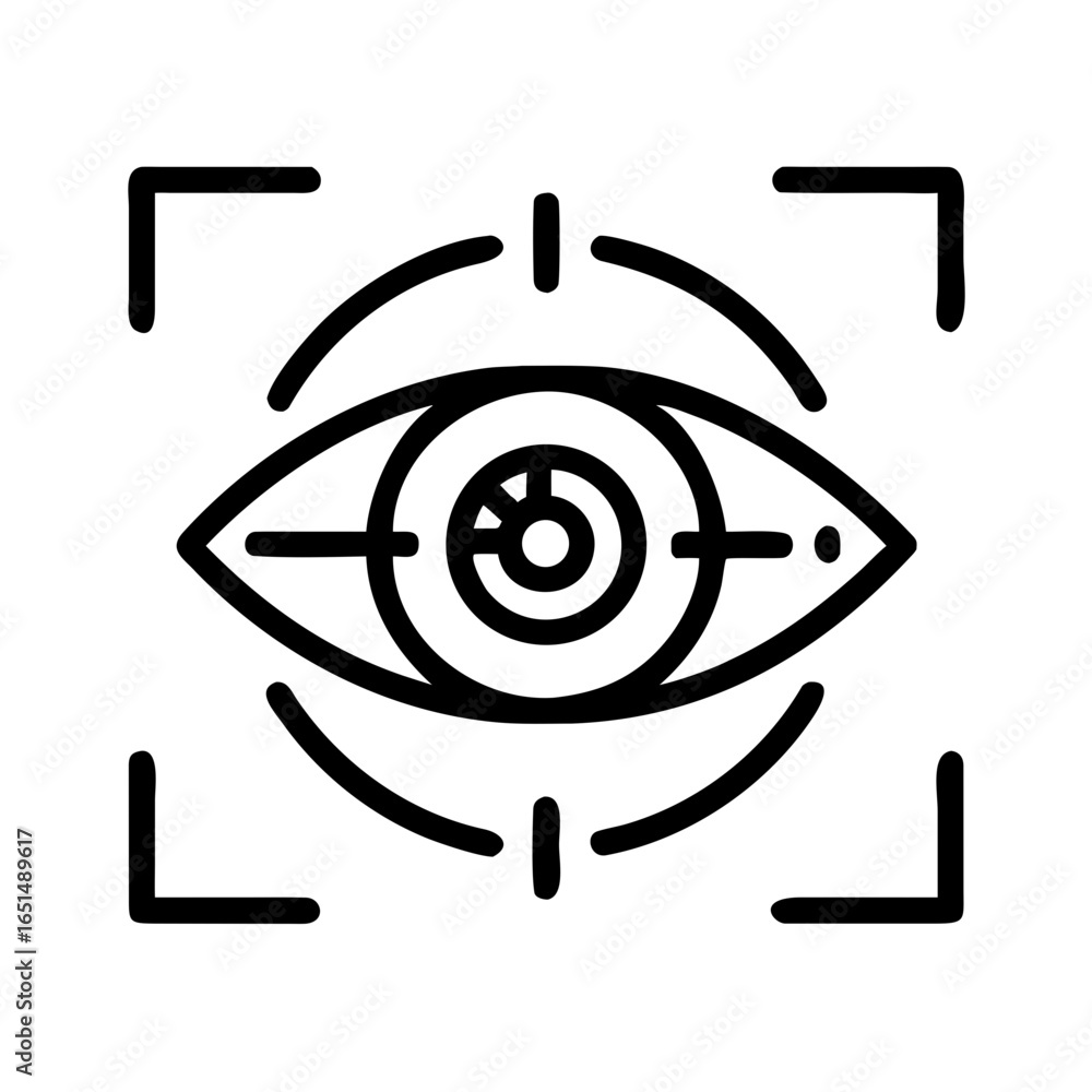 Poster eye with target sight representing retina scanning and eye recognition technology for security ident