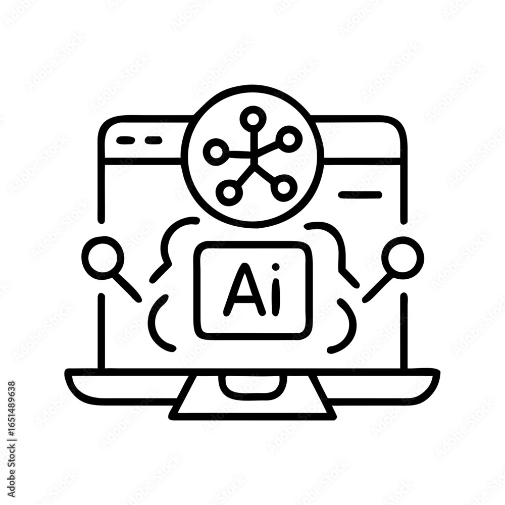 Poster a computer monitor displaying an ai symbol, representing artificial intelligence and machine learnin