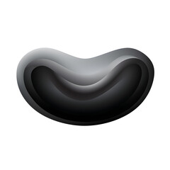 Premium studio shot showing Abstract black gradient blob, matte charcoal to soft gray, organic shape with smooth edges, modern overlay element, transparent background, natural highlights, clean backgr