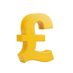Fototapeta premium Golden 3d pound sterling symbol currency sign isolated on transparent background