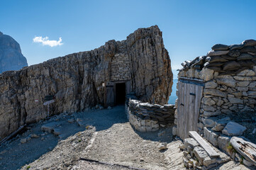 Lagazuoi - remains of trenches, tunnels and fortifications from World War I