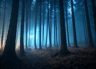 Fototapeta premium Mystical Blue Forest at Dawn