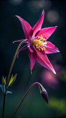 Obraz premium Magenta star flower yellow stamens image