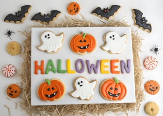 Halloween Cookie Treats Festive Designs of Bats, Pumpkins, and Ghosts