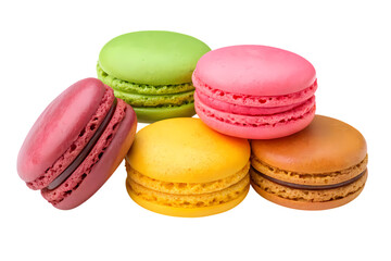 Fototapeta premium Colorful macarons isolated on transparent background
