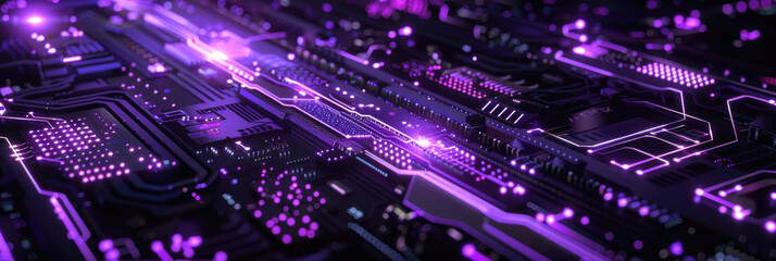 Obraz premium Abstract cosmic scene with vibrant purple light waves and floating particles creating a dreamy effect