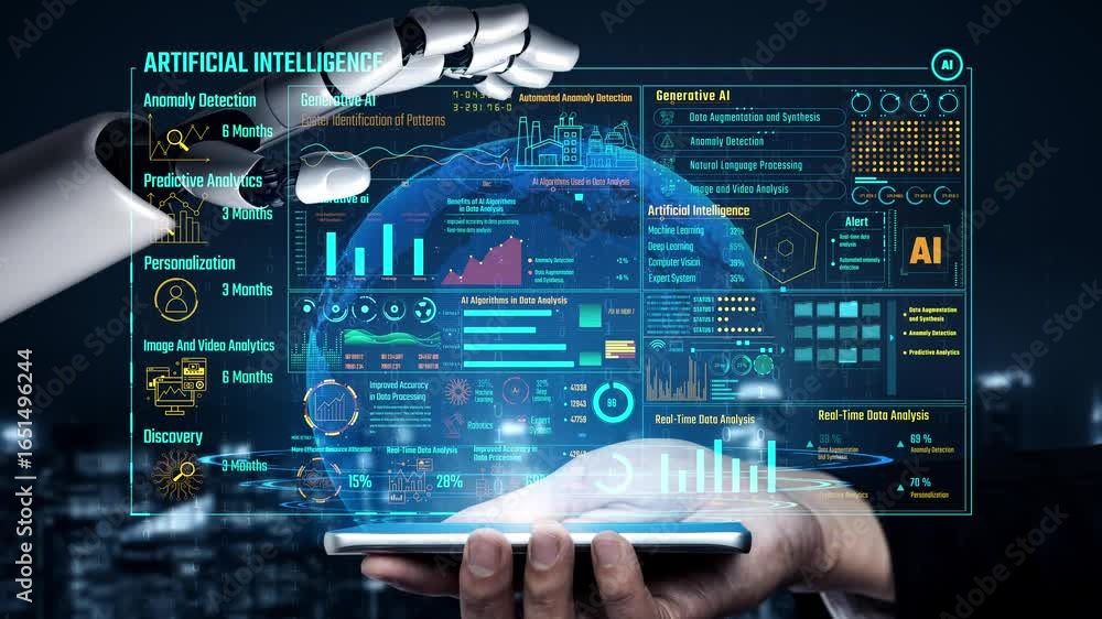 Poster ai assistant brain processor with llm technology, big data, machine learning, generative ai for busi