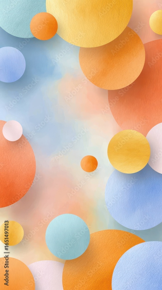 Aufkleber colorful watercolor hybrid project workflow concept showcasing phases and circular shapes in soft to