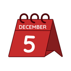 december 5 desk calendar vector on white background
Vector red calendar flat icon