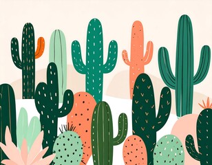 Colorful cactus landscape