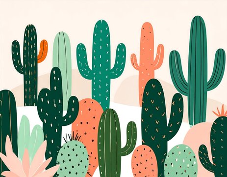 Colorful cactus landscape