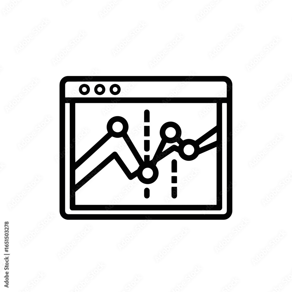 Poster Data Visualization Icon with Line Graph in Minimalist Style  