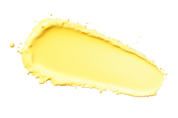 Abstract pale yellow paint splatter shape transparent PNG isolated background. Art brush stroke, vibrant bright tasty color, candy, lemon, banana flavour