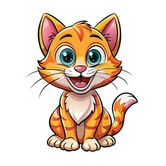 Cute cartoon kitty with playful expression illustrations