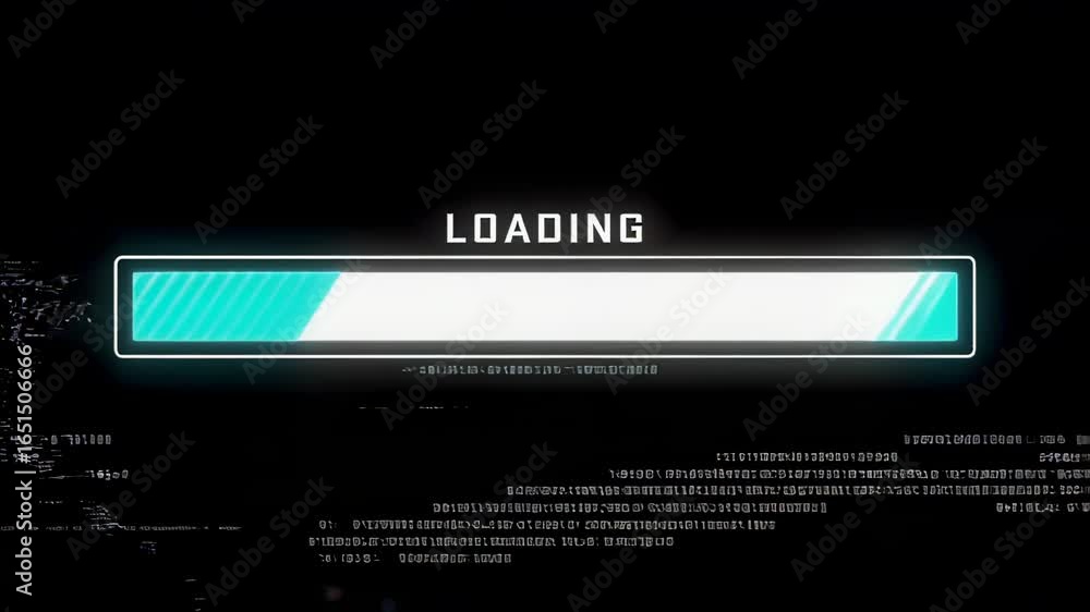 Poster futuristic loading bar animation with digital glitch effects